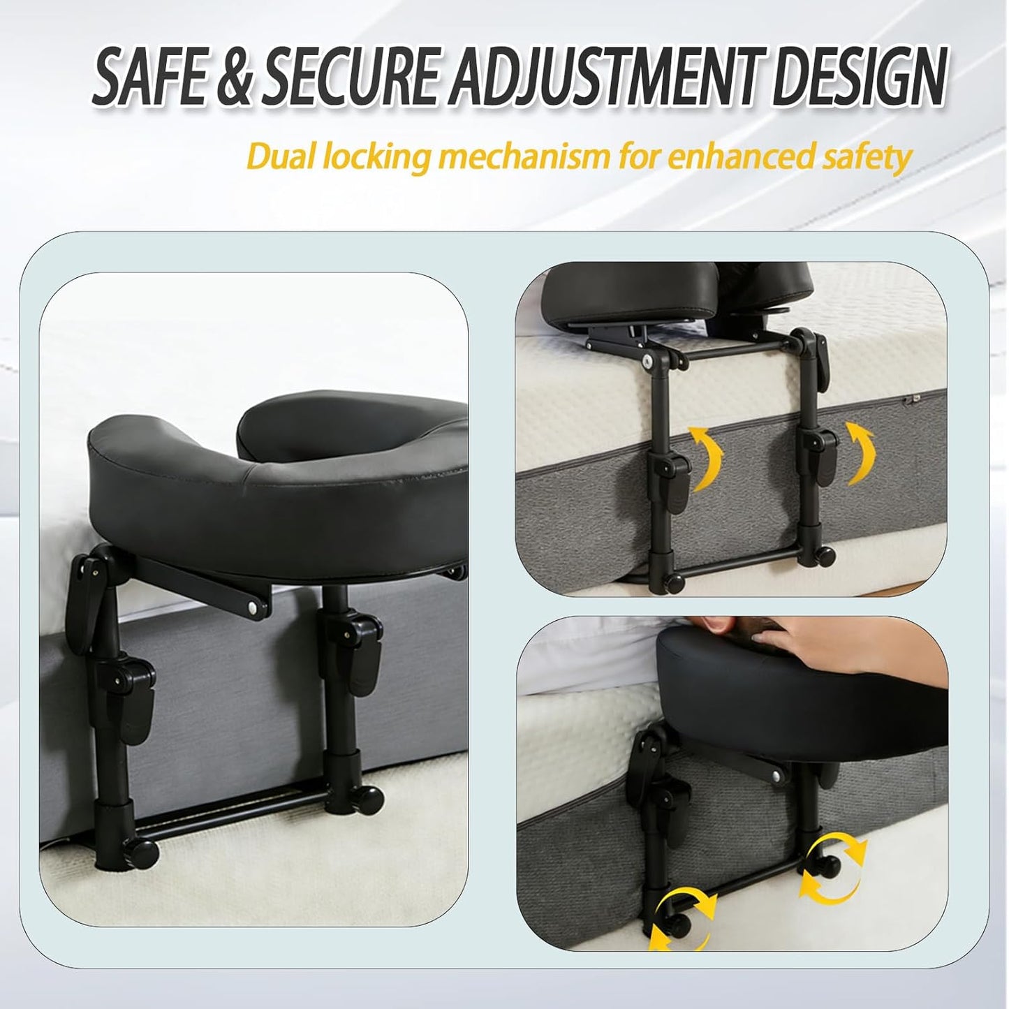 Adjustable Massage Headrest - Comfortable Face Cradle for Home Use | Ideal for Post-Surgery & Sleep (Black)