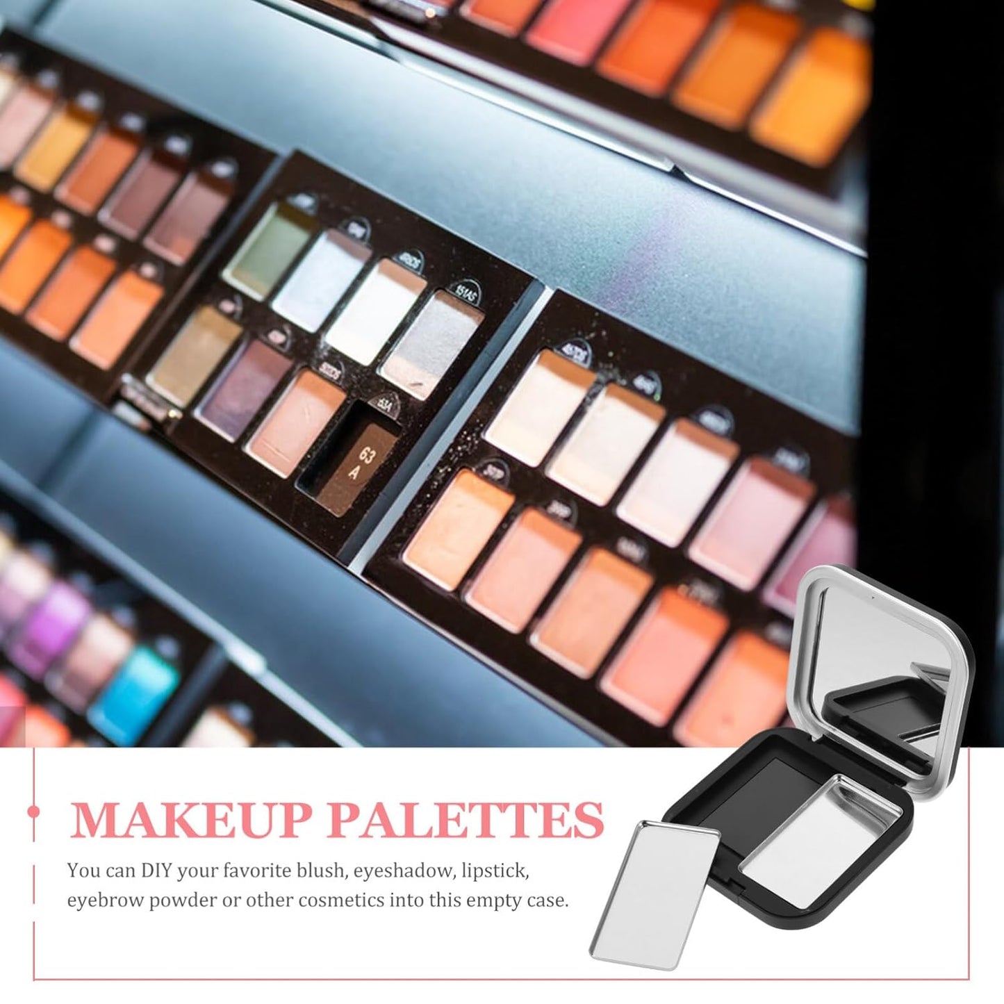 Magnetic Empty Eyeshadow Palettes - 2 Pcs Refillable DIY Makeup Storage Case | Portable with Mirror