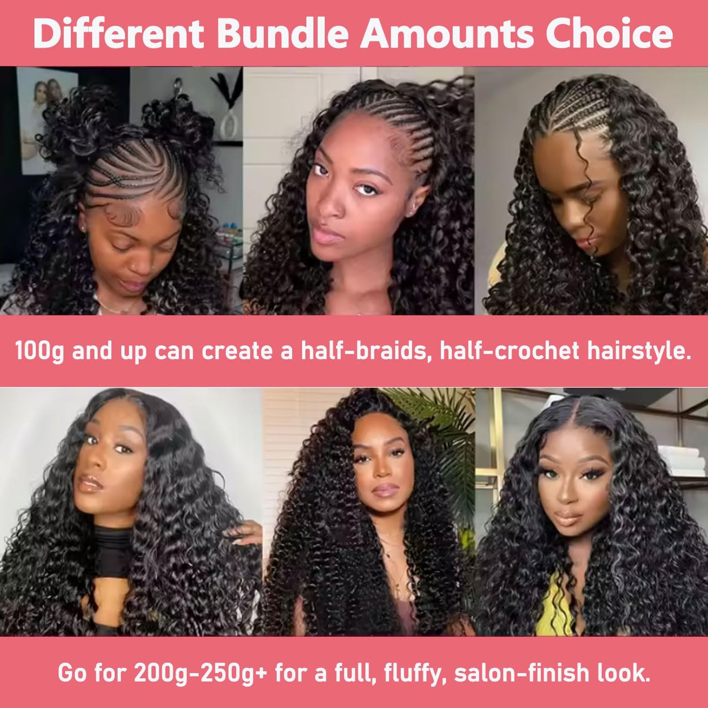 Crochet Hair for Black Women Pre-Separated Human Crochet Hair Water Wave Crochet Human Hair Extensions Curly Feather Crochet Human Hair (#1B-50g, 18 Inch)