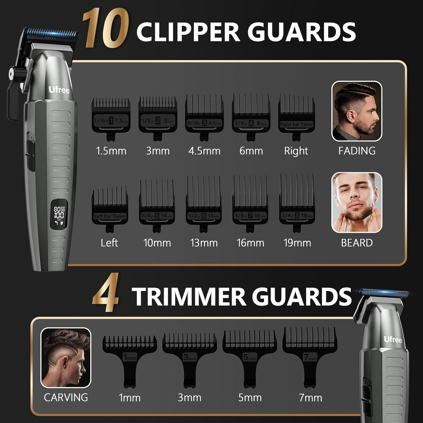 Ufree Hair Clippers & Trimmers Set - Professional Electric Razor & Foil Shaver for Men's Grooming | Ideal for Home & Barber Use