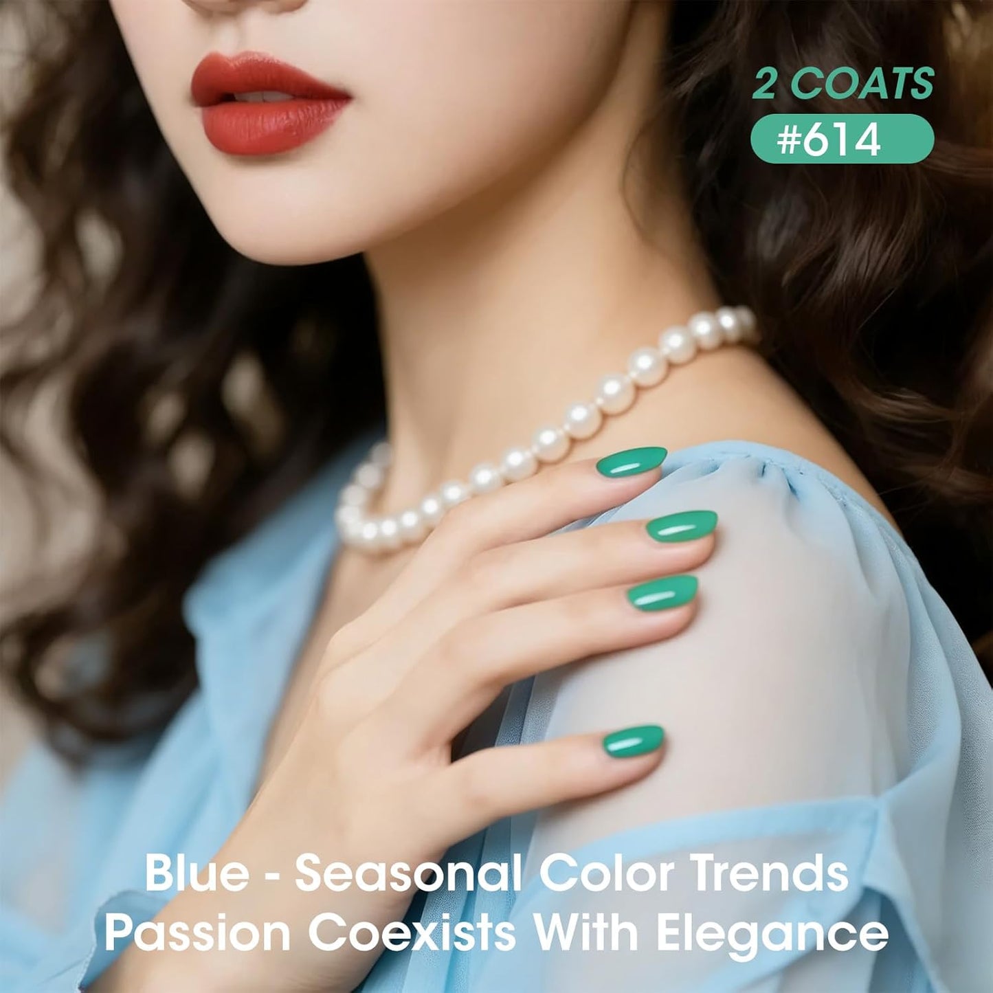 Teal Green Blue Gel Nail Polish - 6-Color Semi-Permanent Formula | No Wipe, Glossy Finish, HEMA & TPO Free