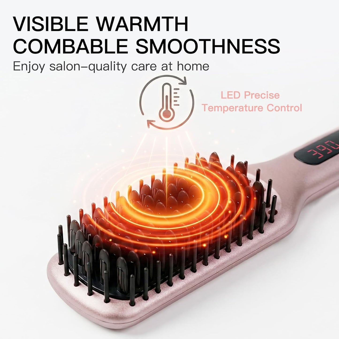 MegaWise Hair Straightener Brush - 2-in-1 Ionic Detangling & Styling Tool with Adjustable Temperature | Anti-Scald Technology, Auto Shut-Off