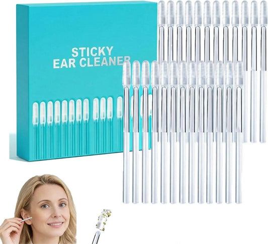 Gentle Reusable Sticky Ear Cleaning Picks - Soft Spiral Head | Safe for All Ages (4mm, 24 Pcs)