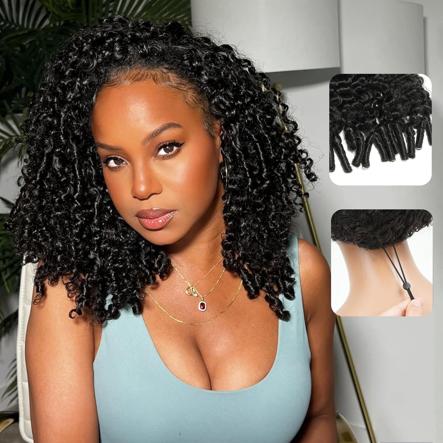 Burmese Curly Half Wig - 220 Density Human Hair, 16 Inch | No Glue, Beginner Friendly, Drawstring Design