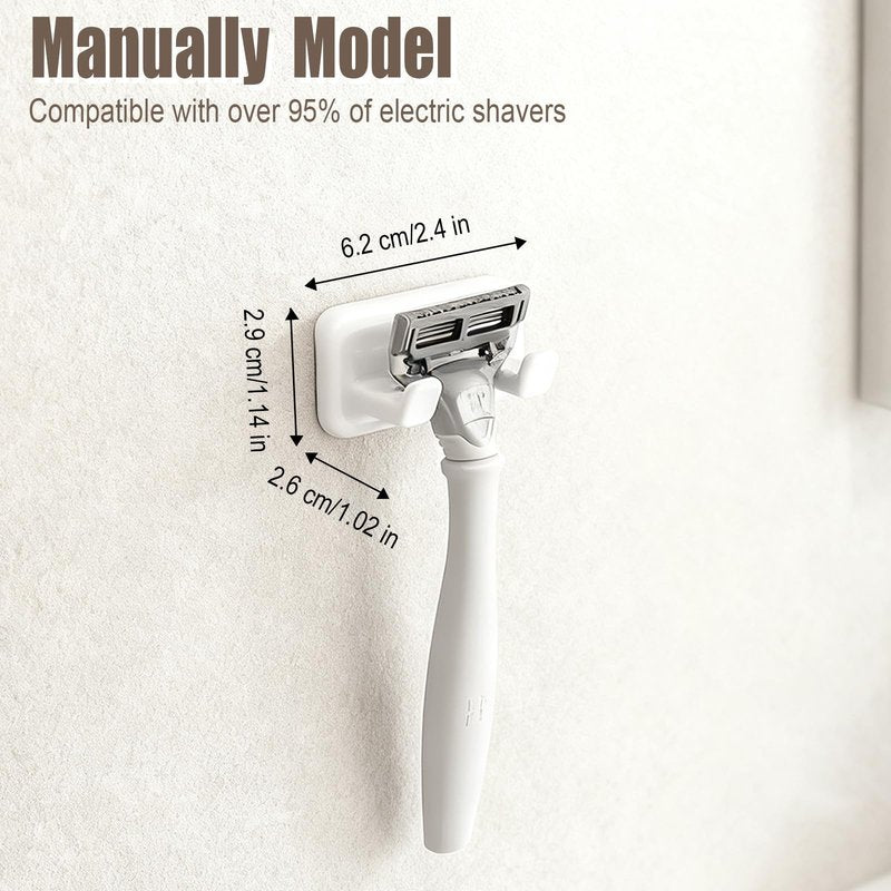 mioluo 2pcs Razor Holder for Shower, Self-Adhesive Shower Razors Holder Removable No Drilling Holes Blade Razor Holder Hook for Shower,White