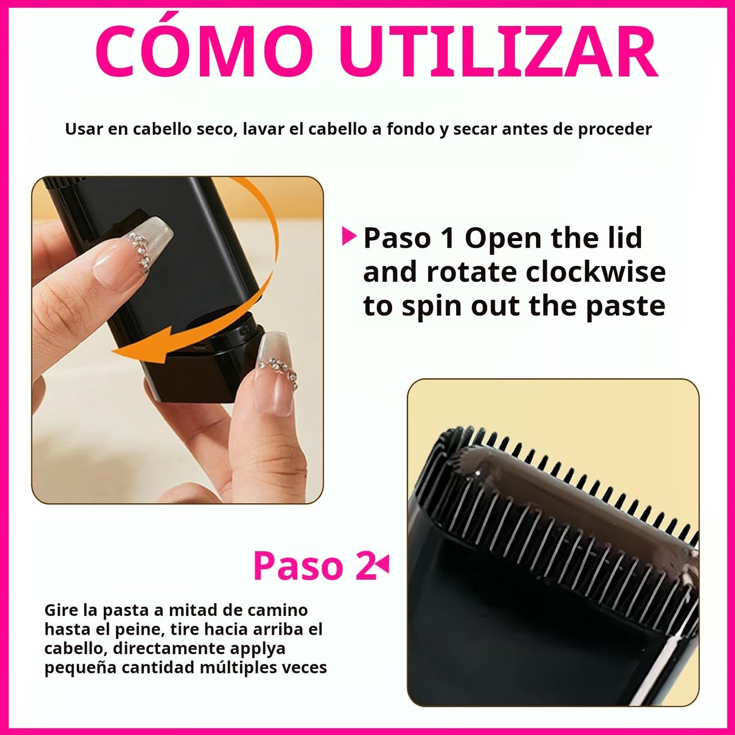 Temporary Hair Dye Stick - 2-in-1 Root Touch Up & Comb, Waterproof & Portable | 0.67oz Black