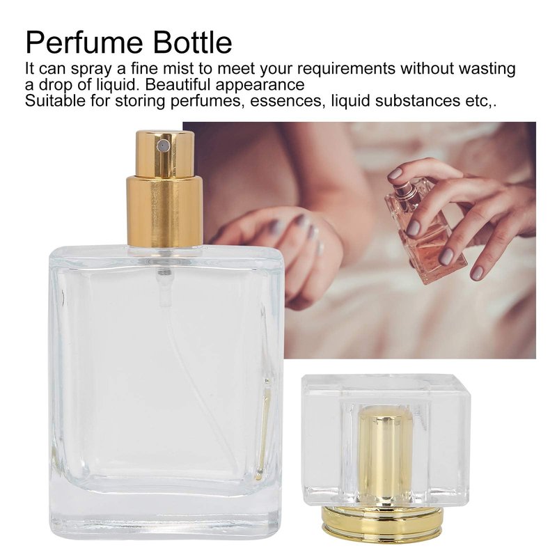 50ml Refillable Perfume Bottle – Glass Spray Atomizer with Applicator, Transparent Empty Container for Travel & DIY Perfume (03)