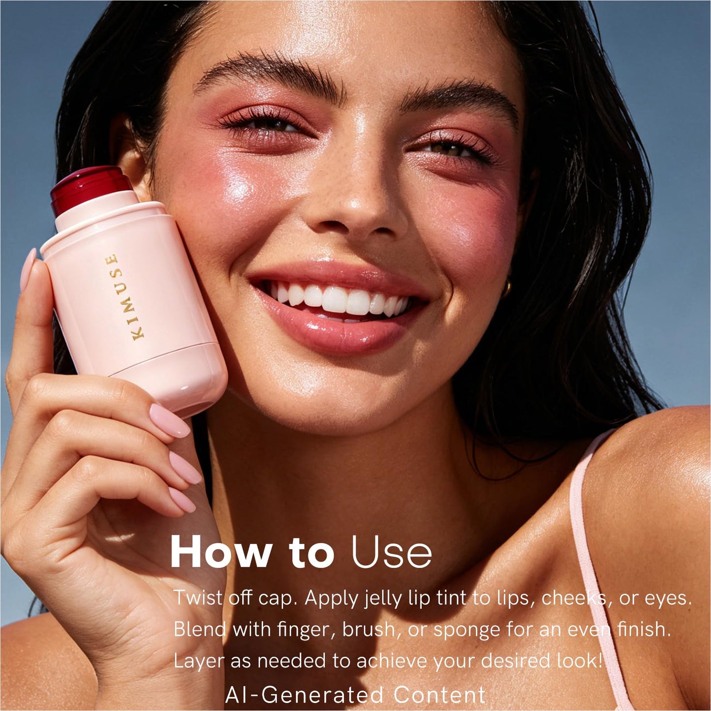 KIMUSE Jelly Cheek & Lip Tint, Watercolor Blush, Multi-Use Makeup, Tint for Cheeks, Lips & Eyes, Lightweight, Sheer & Buildable Color, Vegan Formula, Cruelty-Free