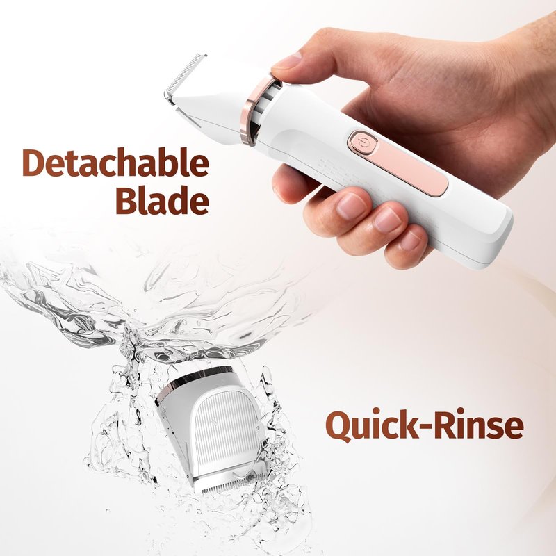 Bikini Trimmer for Women,5-in-1 Electric Razors for Women,Electric Shaver for Women's,IPX7 Waterproof Trimmer for Men Legs,with 5 Replaceable Blade Heads,USB Recharge Dock（White）