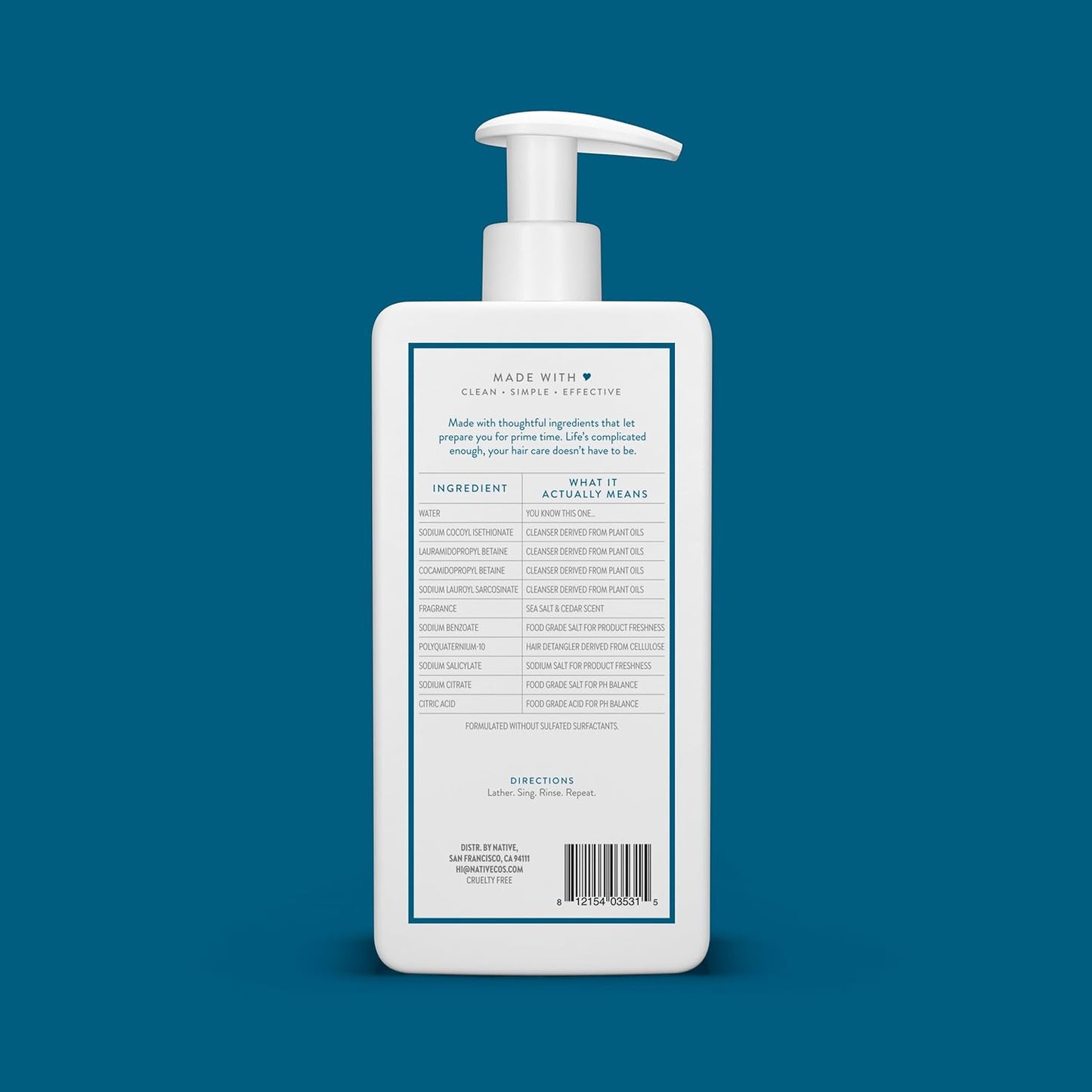 Native Sea Salt & Cedar 2-in-1 Shampoo & Conditioner Set - Moisturizing Formula, 16.5 fl oz