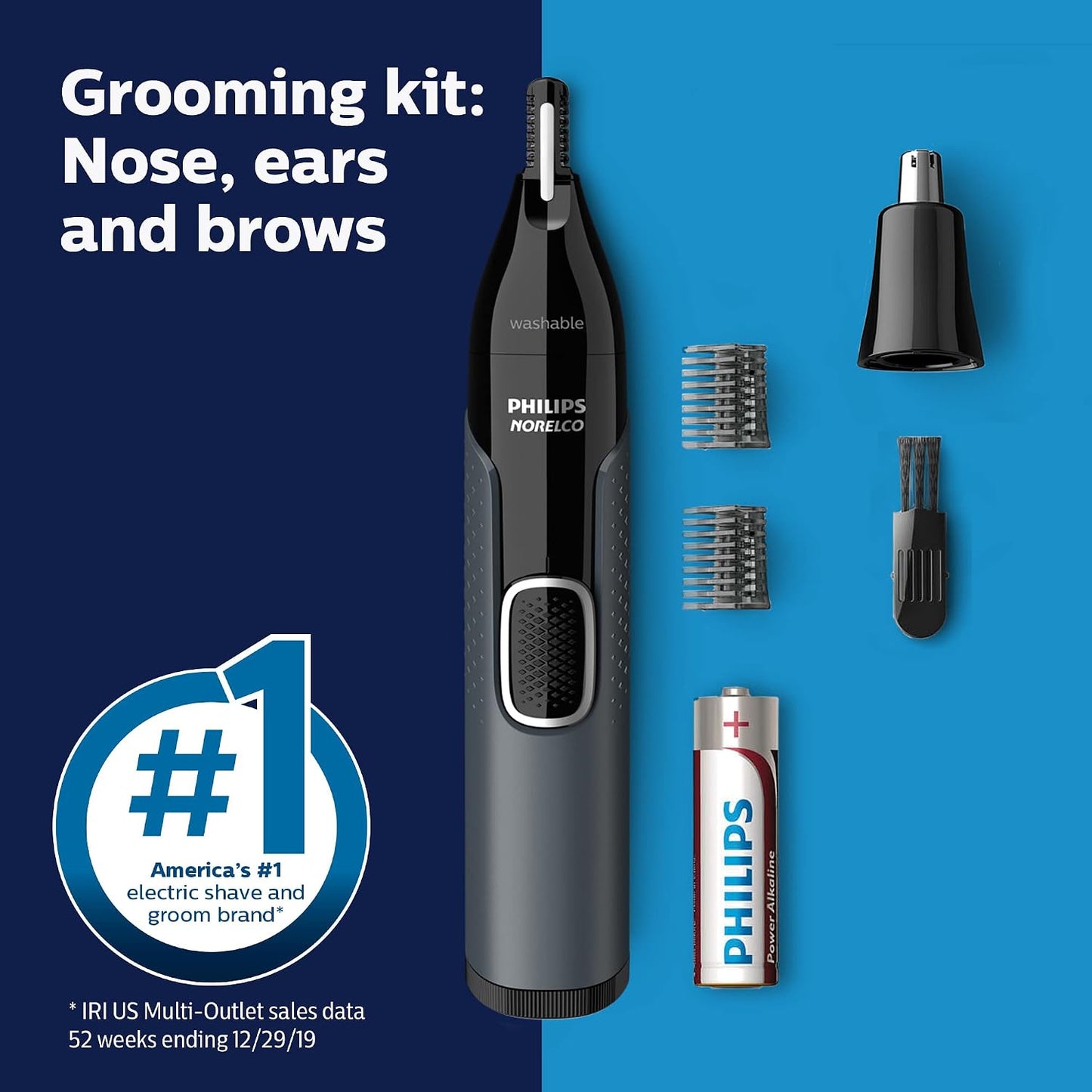 Philips Norelco Shaver 3900 - Rechargeable Wet & Dry Electric Shaver with Trimmer & Stand | Nose Trimmer for Ears & Eyebrows