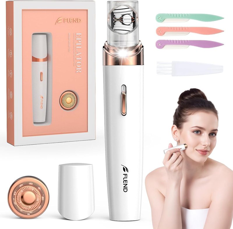 Epilator for Women, 2-in-1 Facial Hair Removal Epilator, Painless Designed Hair Remover with Built-in LED Light for Precision, Smooth Glide Hair Remover for Women Face Lips Chin Peach Fuzz