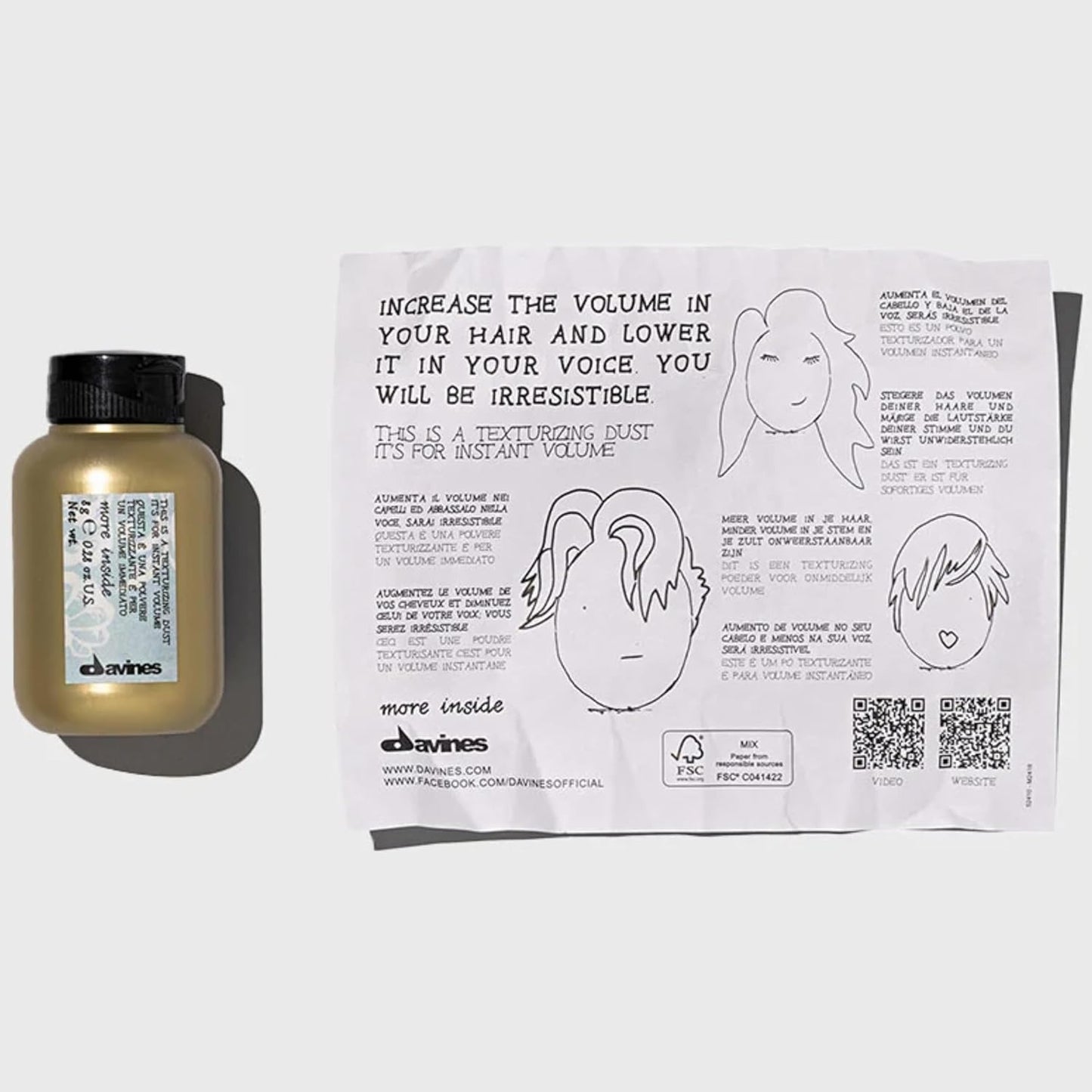 Davines Texturizing Dust Powder - Medium Hold Volume Powder for Root Lift | Matte Texture & Grip, 0.28 oz