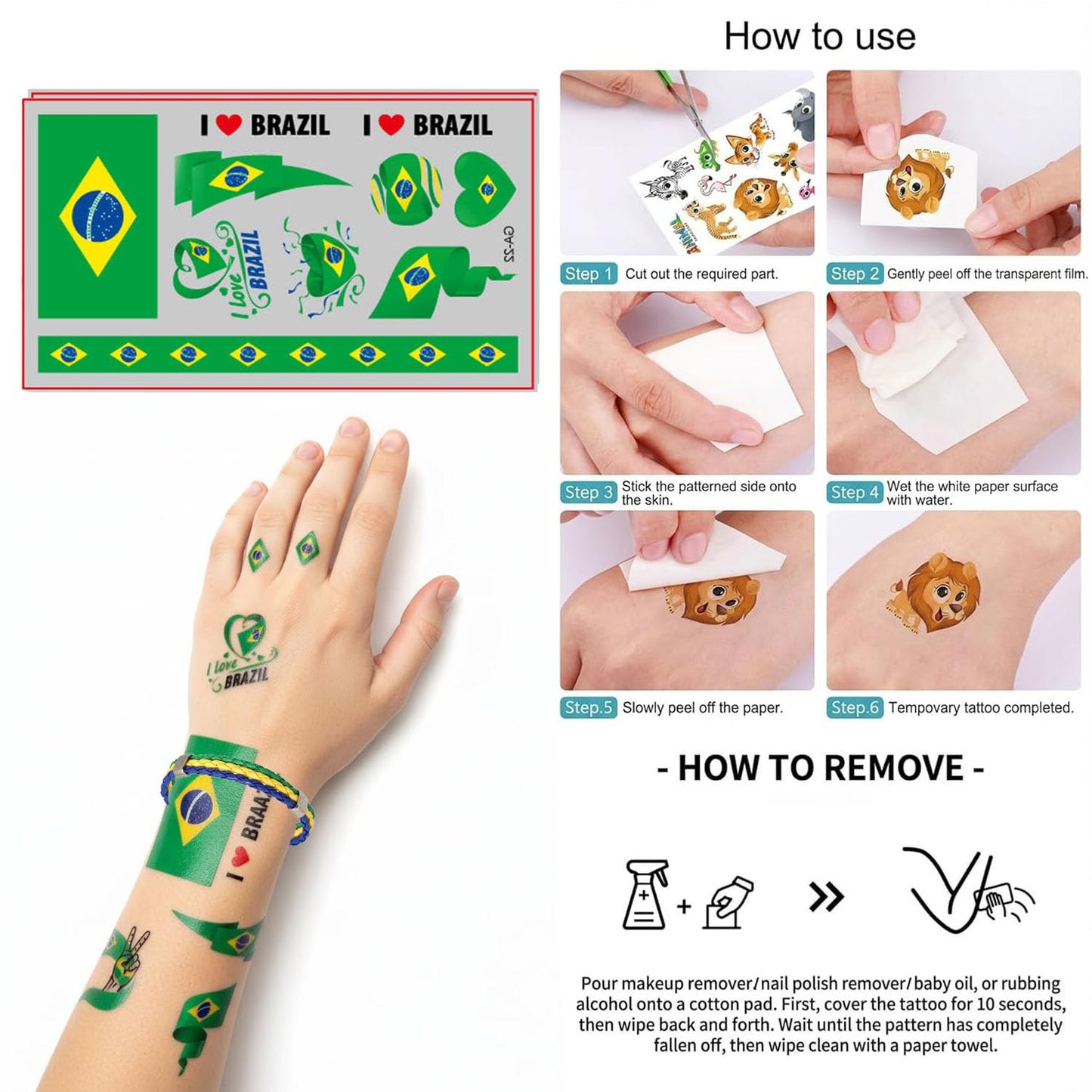 2026 Brazil Fan Kit - Face Paint Sticks, Flag Scarf, Hairy Headband, Wristband, Soccer Horns, Temporary Tattoo for Soccer, Football, Rugby, Baseball, Game Day, Watch Parties & National Celebrations