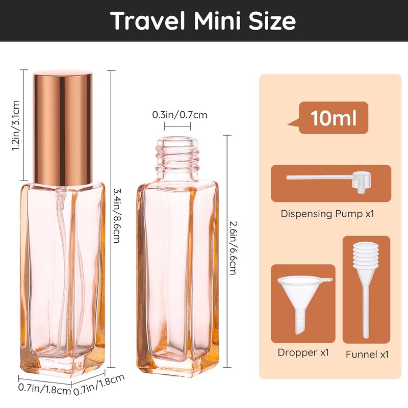 Perfume Travel Refillable Bottles - 5pcs Mini Cologne Atomizers | Portable 10ML Glass Sprayers for On-the-Go Use