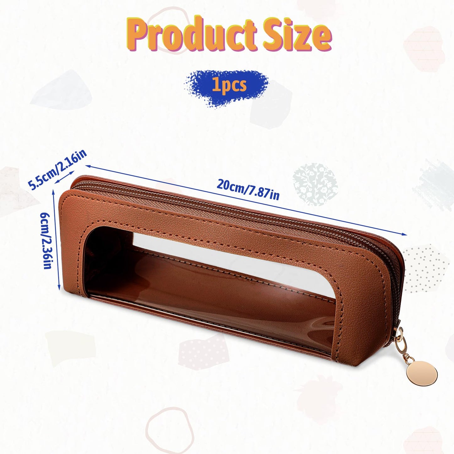YQQYG Brown Makeup Brush Bag, Clear Makeup Bag Travel Makeup Brush Holder Toiletry Bag with Zipper, Cosmetics Makeup Bag Purse Organizer for Women