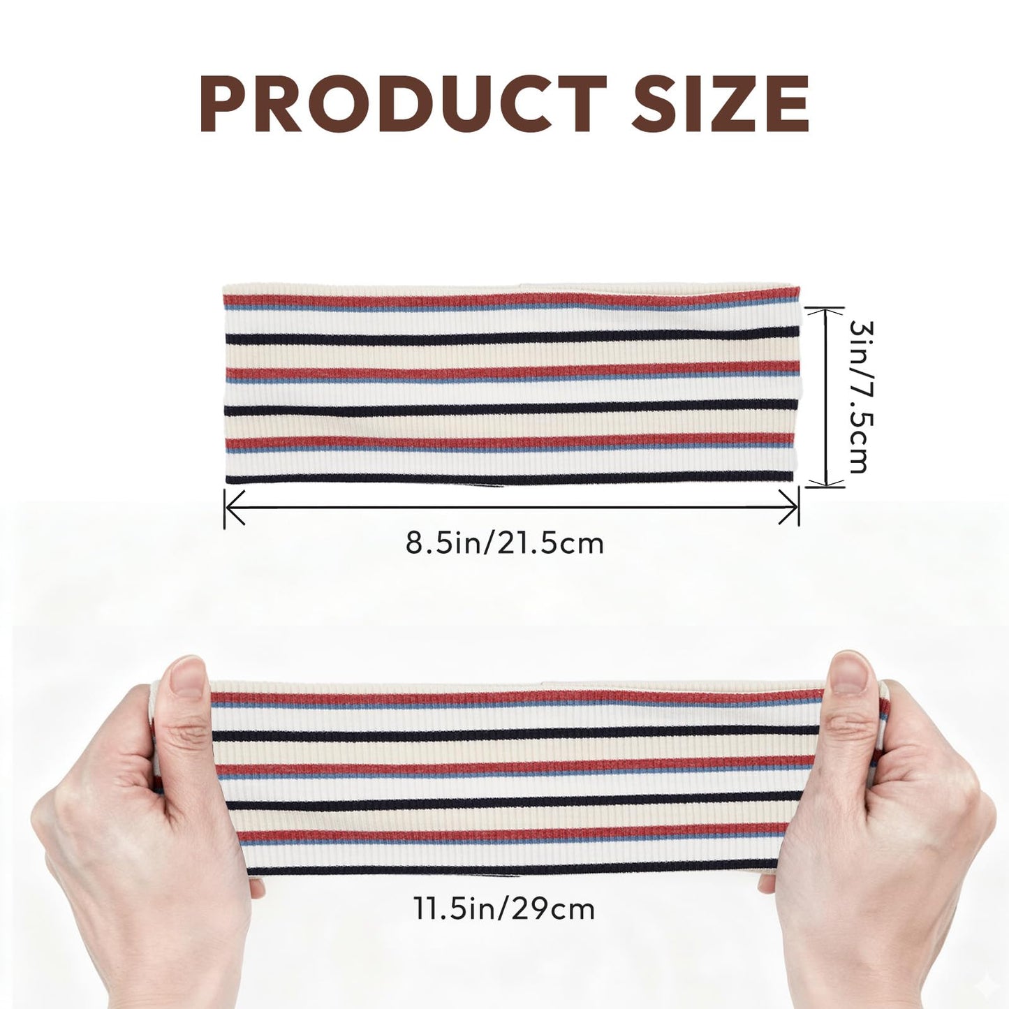 Aranya Classic Striped Headbands for Women 5pcs – Minimalist Soft Stretchy Fabric Athletic Hair Accessories for Yoga, Workout & Active Life (Striped Collection)