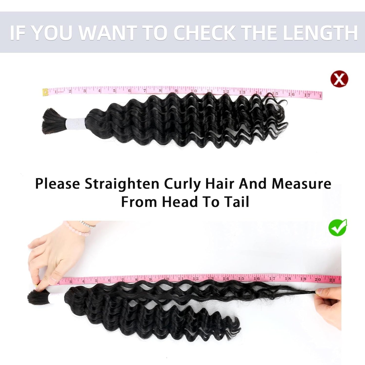 Human Braiding Hair - 100% Unprocessed 12A Brazilian Virgin Deep Wave | 14 Inch, Natural Color, 2 Bundles