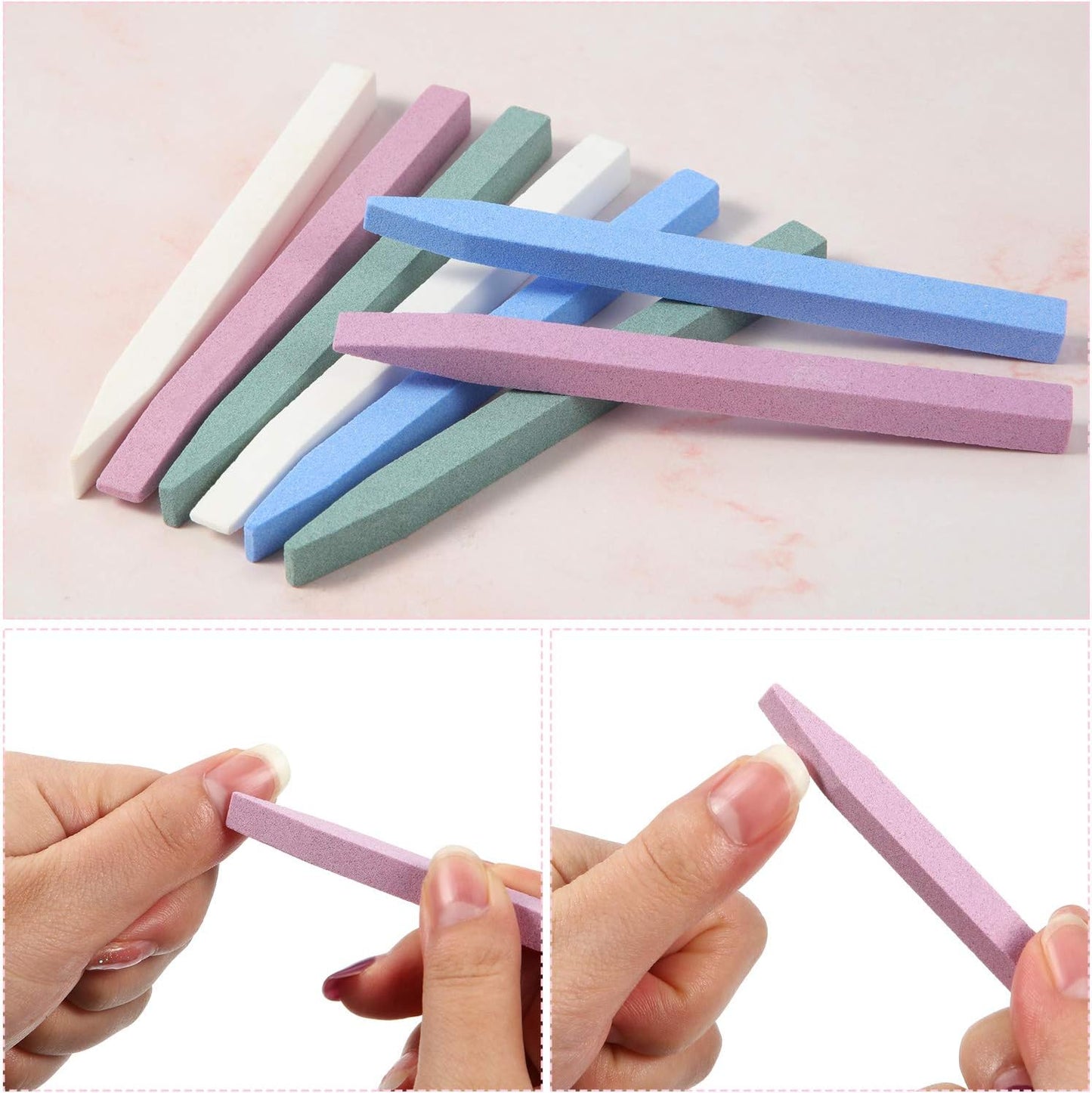 Stone Nail File Set - 8 Pcs Pumice Stick for Fingernails & Toenails | Home Salon Buffing Tools (4 Colors)