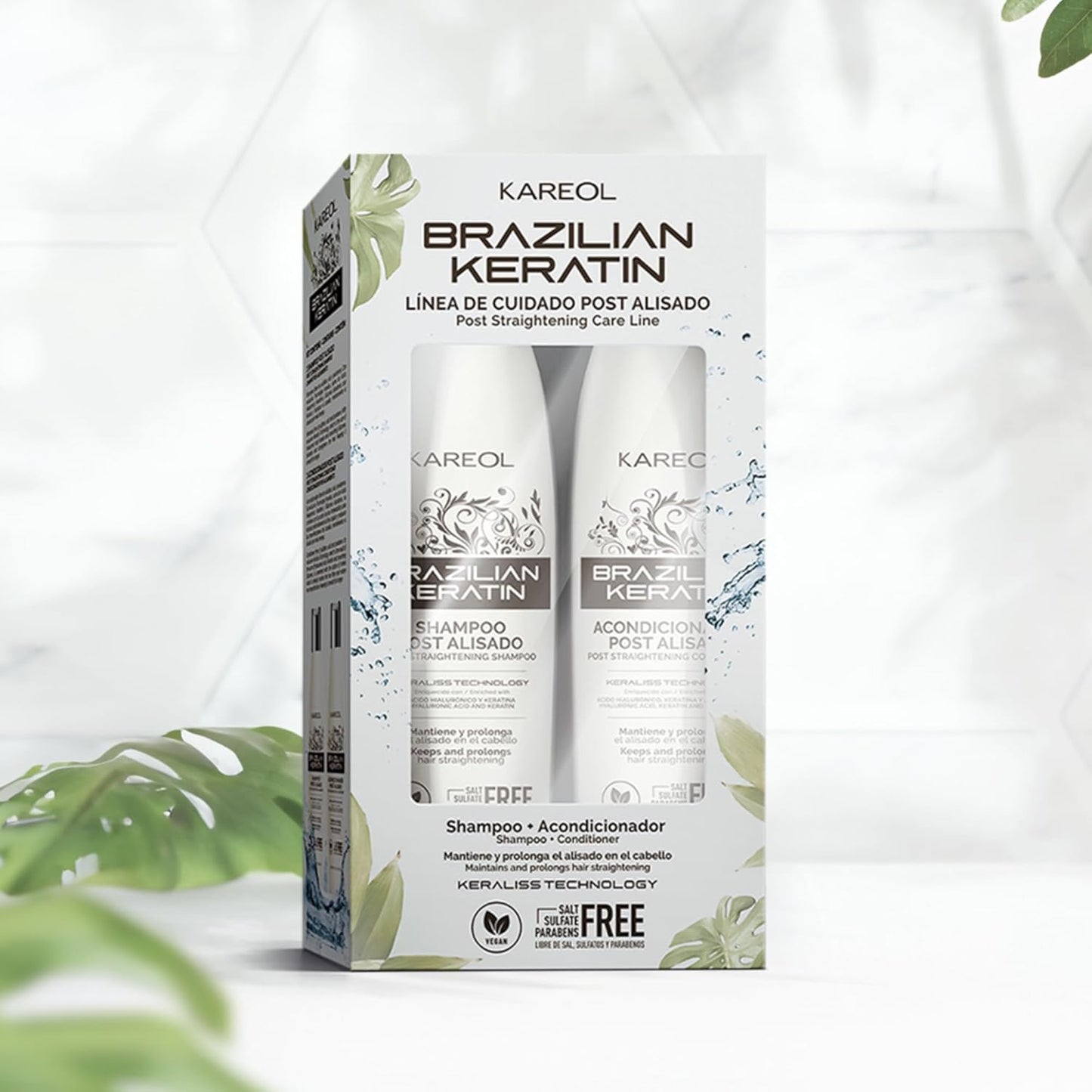 Brazilian Keratin Post Straightening Kit - Sulfate-Free Shampoo & Conditioner for Frizz Control | Vegan Formula