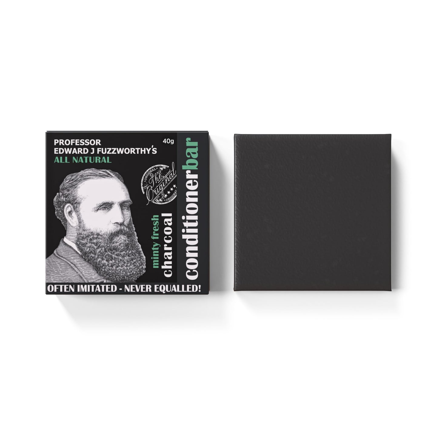 Professor Fuzzworthy Minty Fresh Charcoal Detangler Beard Conditioner Bar – Long-Lasting Solid Conditioner for Beard & Hair – Softens, Detoxifies & Detangles – Natural Men’s Grooming – 40g