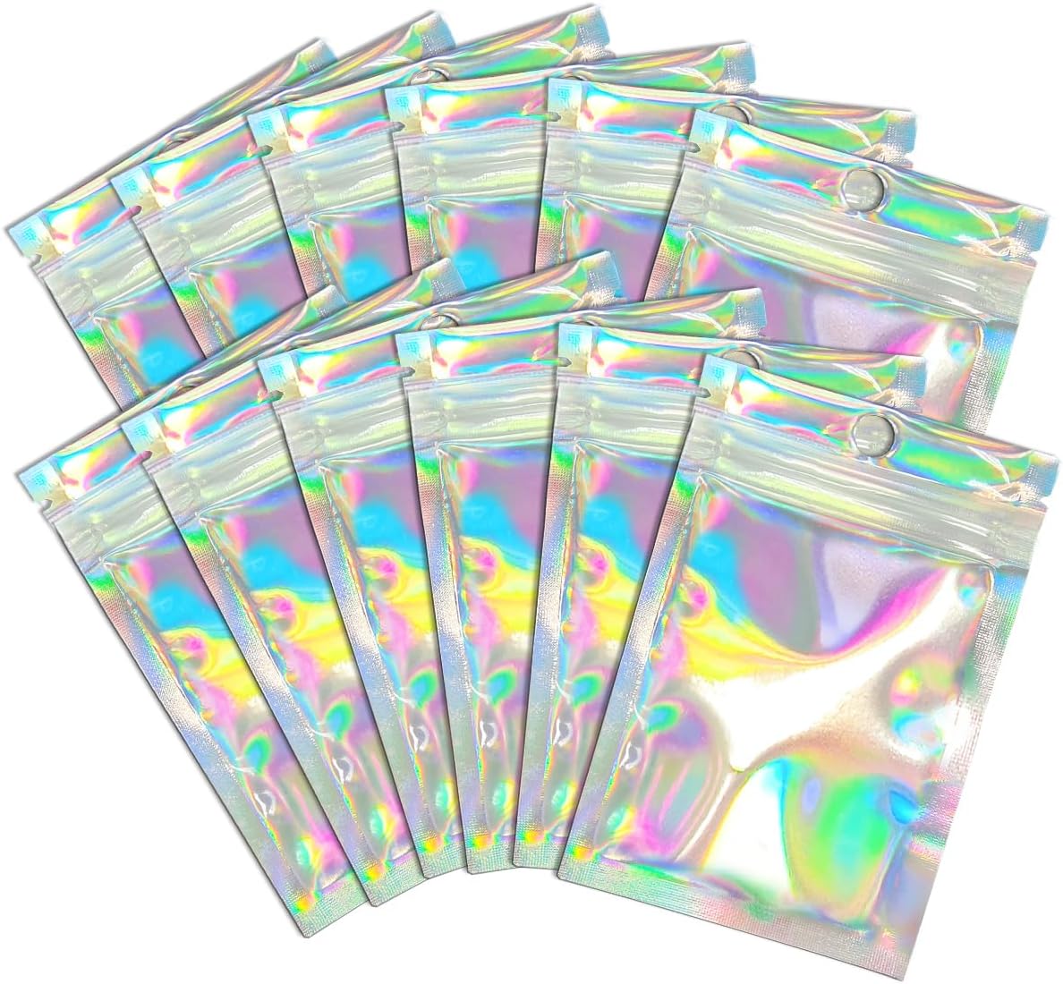Trunple Smell Proof Bags - Resealable Mylar Foil Pouches for Food Storage | Holographic Color, 50 Pcs, 5.5x8 Inch