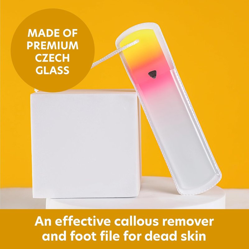 Czech Glass Foot File - Premium Callus Remover with Sleeve | Sunset Color