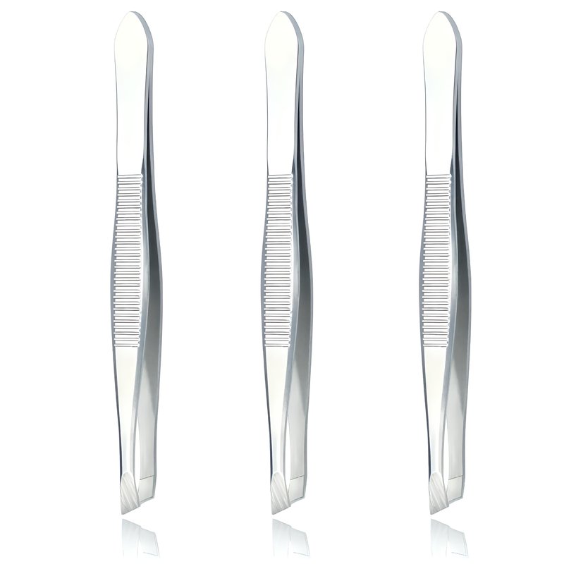 LUXXII Precision Slant Tip Tweezers Set (3 Pack) – Stainless Steel Eyebrow Tweezers for Facial Hair, Ingrown Hair & Fine Hair Removal, Professional Beauty Grooming Tool