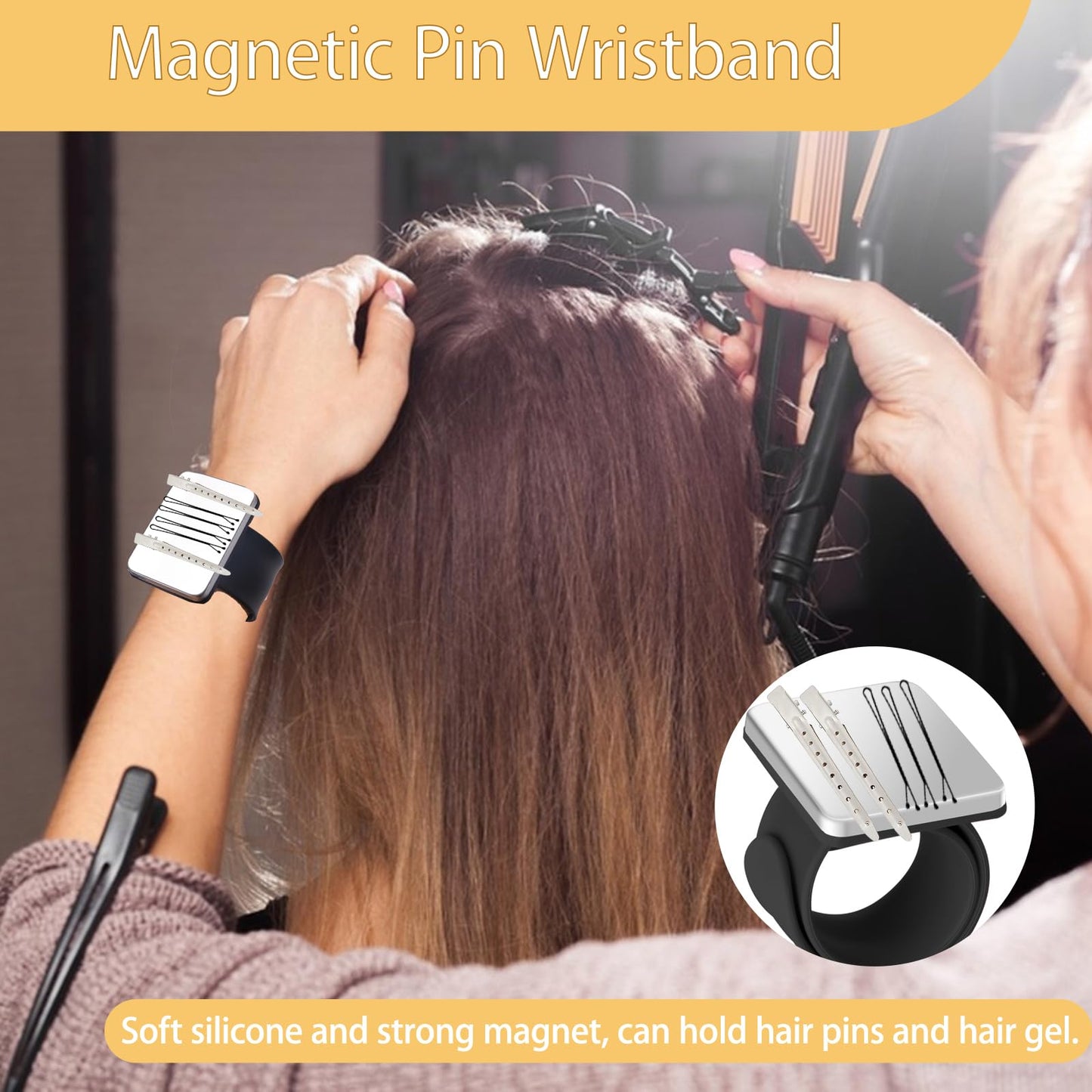23 Pieces Hair Braiding Tools Set, Magnetic Wrist Pin Holder, Sectioning Clips, Rat Tail Combs, Hair Parting Rings for Braiding