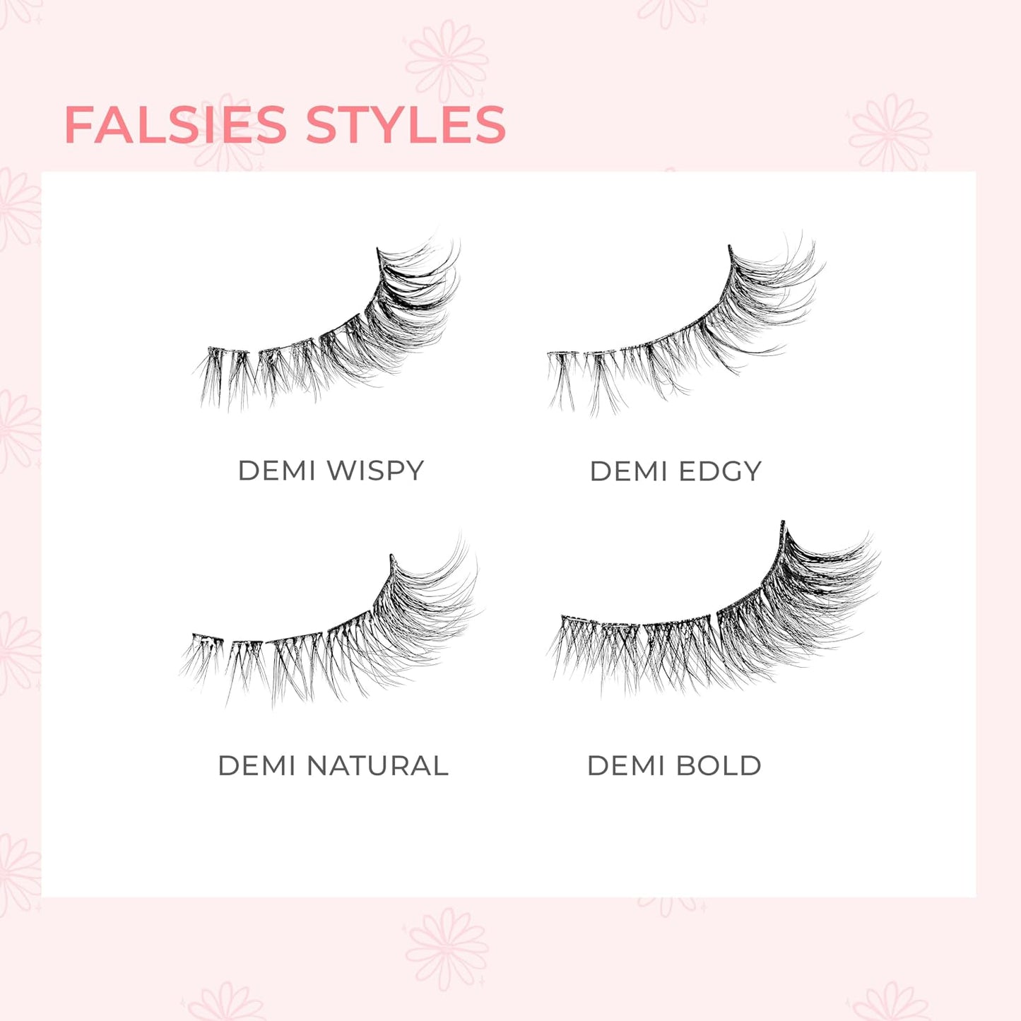 imPRESS Long Lasting Self Adhesive Eyelashes - Demi Wispy, 24 Light Volume Lash Clusters, 5mm-14mm | Reusable Case & Non-Stick Applicator