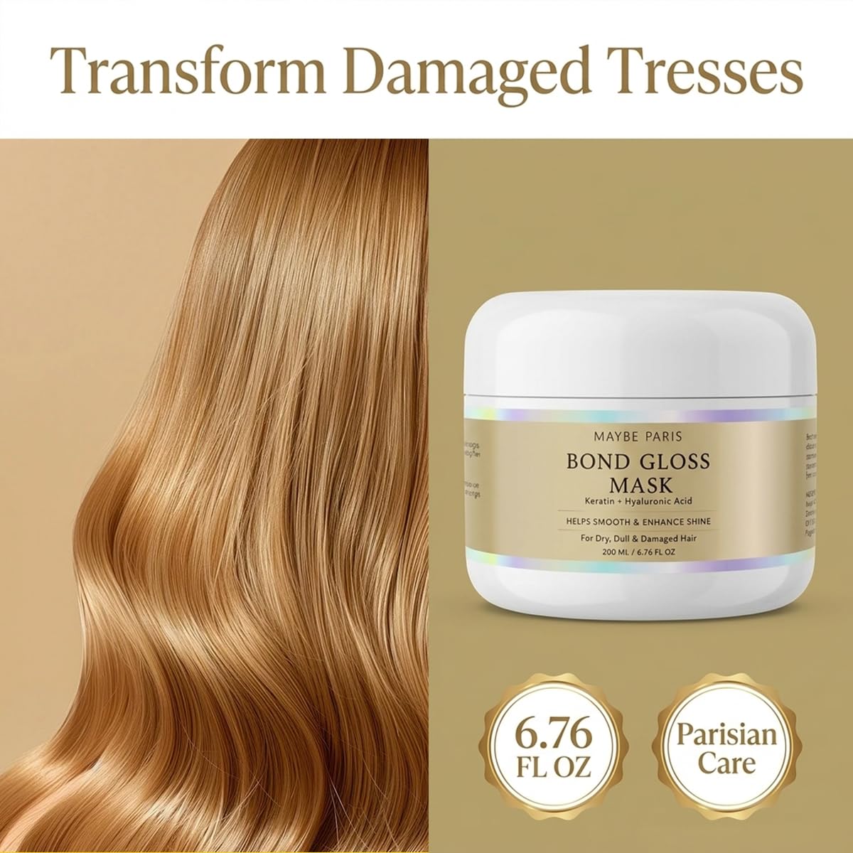 Olavita Serum Maybe Paris Bond Gloss Mask, Deep Repair Hair Mask, Helps Support Stronger, Hydrating & Gloss Deep Hydration For Dry, Dull, Damaged, Brittle Hair(1 PCS)