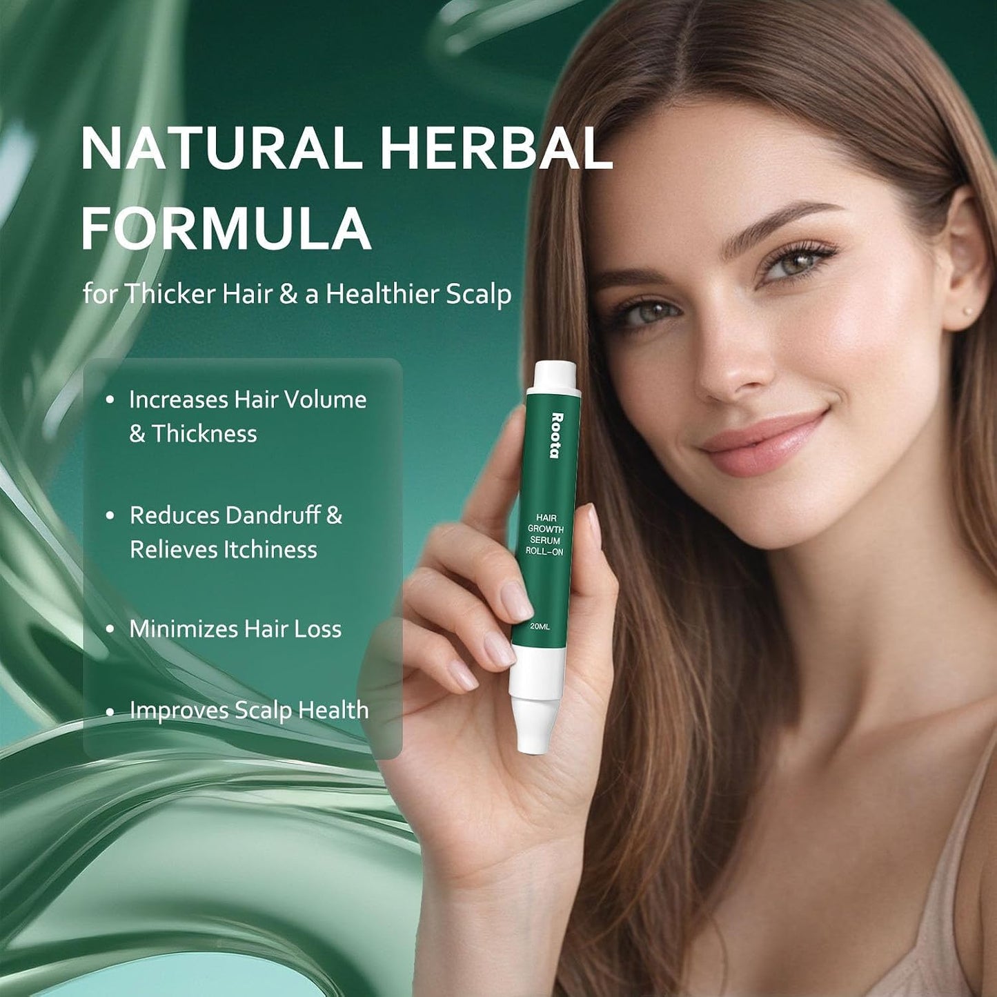 Hair Growth Serum Roll-On | Nourishing Scalp Treatment for Thicker, Healthy Hair - 20ml/0.68 fl oz
