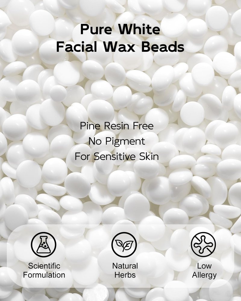 WaxFans Face Waxing Kit for Women, Gentle on Sensitive Skin – Eyebrow Wax Kit, Easy At-Home Hair Removal for Face, Eyebrow & Bikini, with A Mini Wax Pot, 200g Face Wax Beads & 20 Wooden Sticks