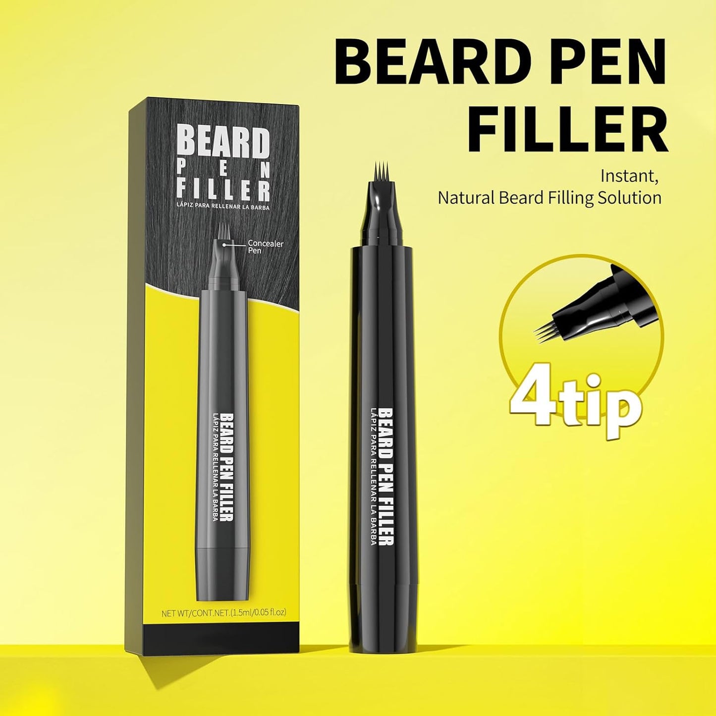 Waterproof Beard Pen - Fill Gaps for a Thick, Lush Beard | Black