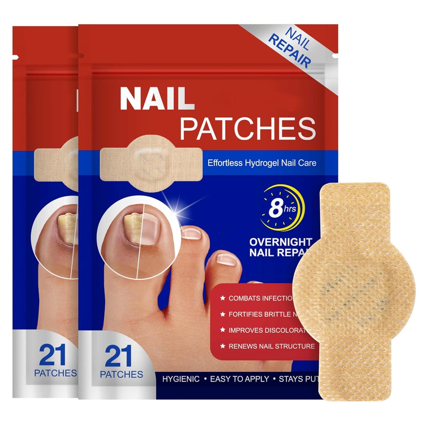 Fungal Nail Patches - Extra Strength Hydrogel Treatment for Fast Acting Repair | 42 PCS, Overnight Renewal for Men & Women