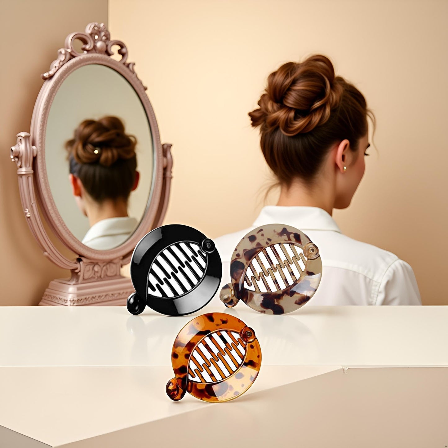 3Pcs Resin Banana Hair Clips Small Banana Hair Combs Fishtail Hair Clip Side Comb Round Ponytail Holder for Women Girl Hair Accessories Clips and Barrettes