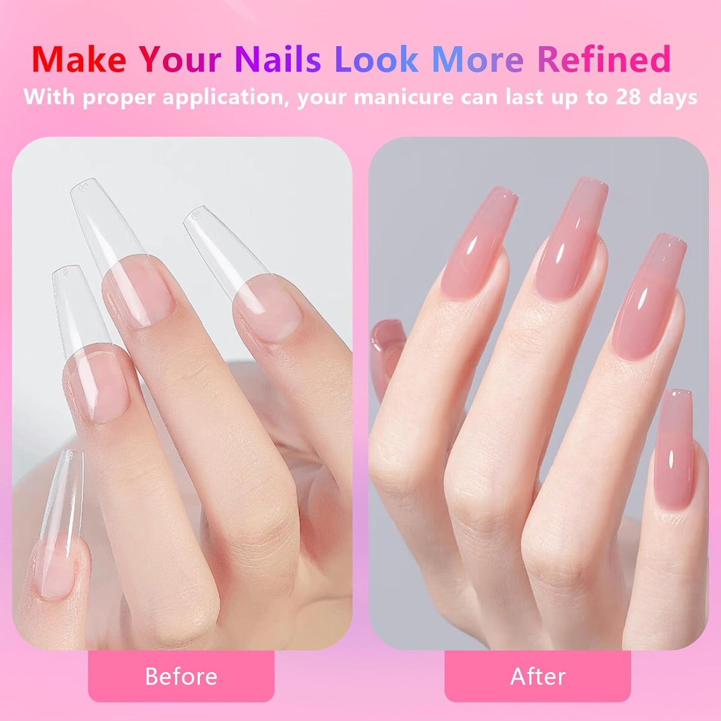 Medium Almond Clear Acrylic Nail Tips - 224 Pcs in 16 Sizes | Pre-Shaped Strong Press-On Nails for DIY Manicure