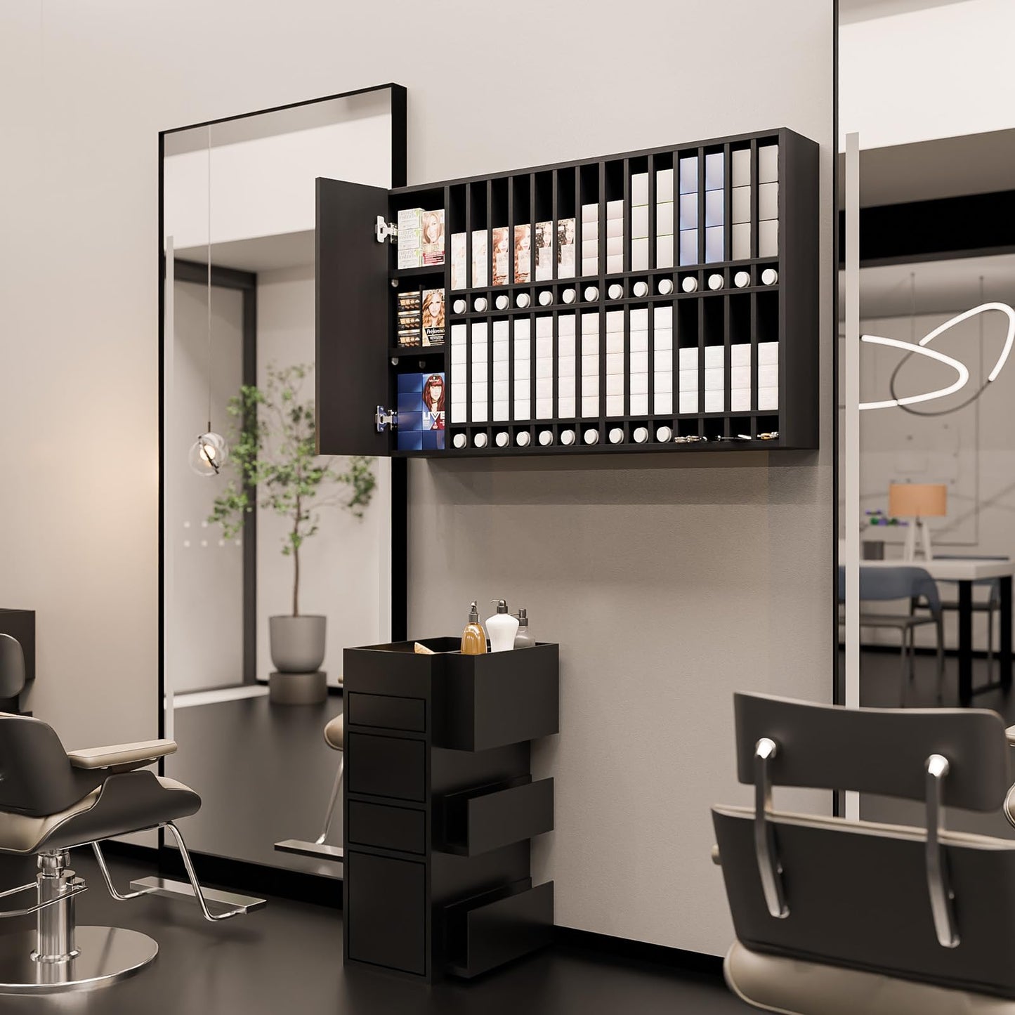 Professional Hair Color Rack, Salon Hair Color Tube Storage Cabinet with Adjustable Shelves