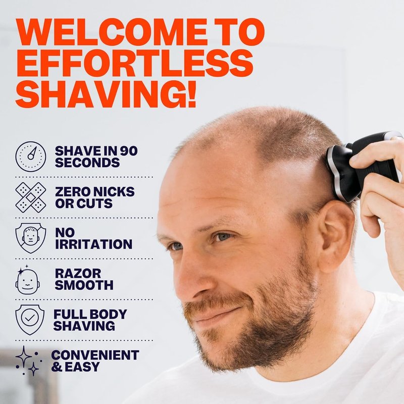 Freebird Electric Head & Body Hair Shaver - Mens Cordless Waterproof Razor with Rotary Blades (FlexSeries Pro, Shaver Kit)