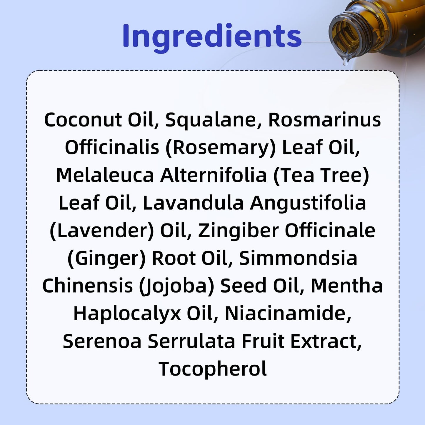 100% Natural Hair Oil with Rosemary & Saw Palmetto, Nourishing Treatment for Dry Damaged Hair, Smooth Frizz & Strengthen Strands for Silky Soft Shine