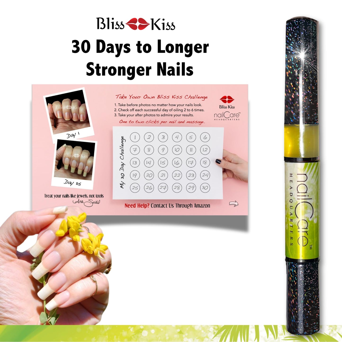 Nail Care Headquarters Simply Pure Cuticle Oil Pen for Nails - Nail Strengthener & Growth Oil and Serum for Damaged Nails, Hangnails w/Jojoba cuticle oil—Coconut Lime Verbena Fragrance