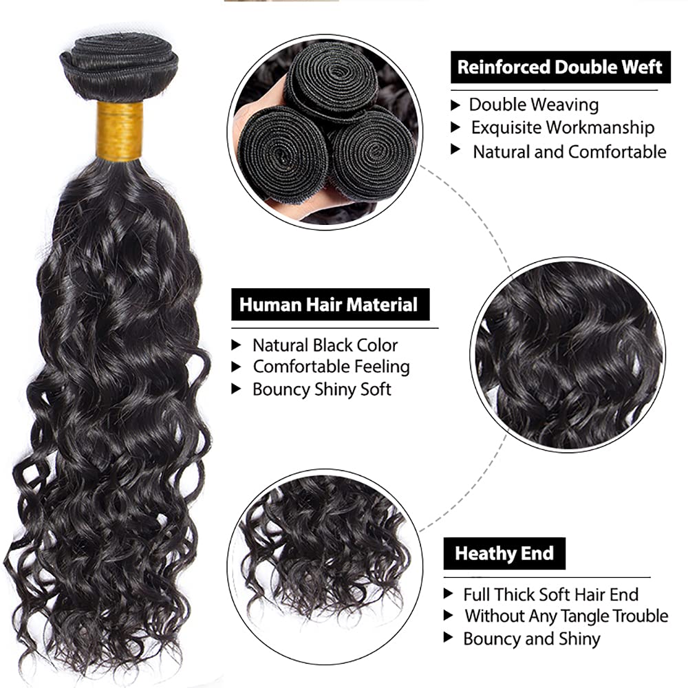 Curly Bundles Human Hair #1B Bundle Kinky Curly Human Hair Bundles Natural Black Bundle #1B Color Unprocessed Virgin Hair Extensions 16 18 20 Inch 150g