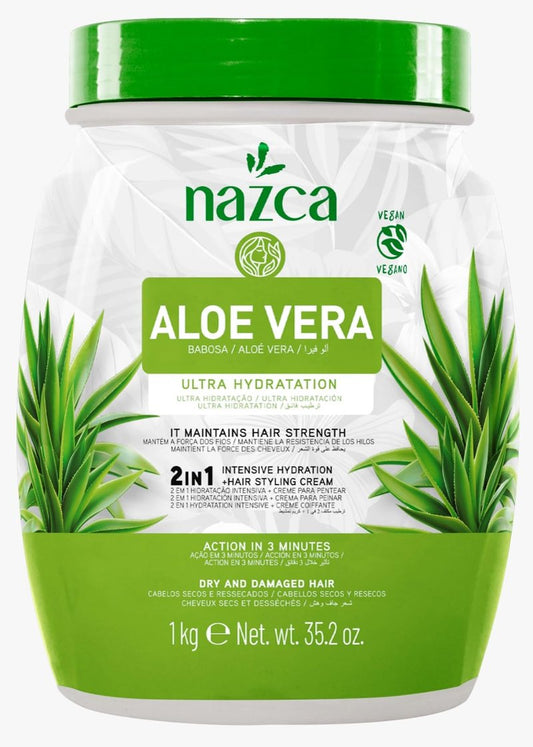 EXTRA LARGE 35.2oz Aloe Vera 2-in-1 Hair Hydration & Styling Cream – Ultra Hydration for Dry & Damaged Hair – Strengthens, Softens & Adds Shine – Vegan Formula with Shea Butter & Avocado Oil – 1kg