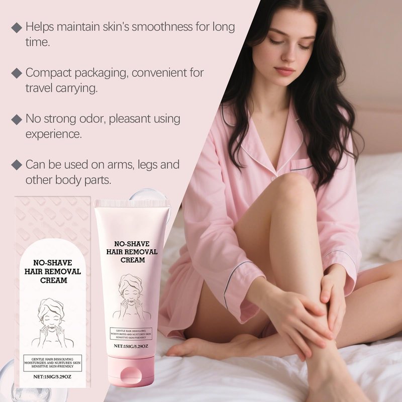 No-Shave Hair Removal Cream, Gentle Hair Dissolving Formula with Calcium Thioglycolate, Panthenol and Shea Butter, Sensitive Skin Friendly, 150g/5.29oz