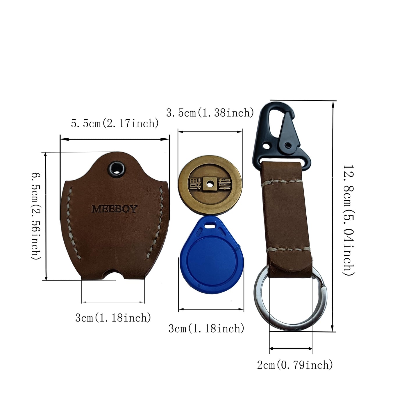 MEEBOY Handmade Leather car Key Sleeve for Broken Key car Key Cover for Men and Women (Brown)