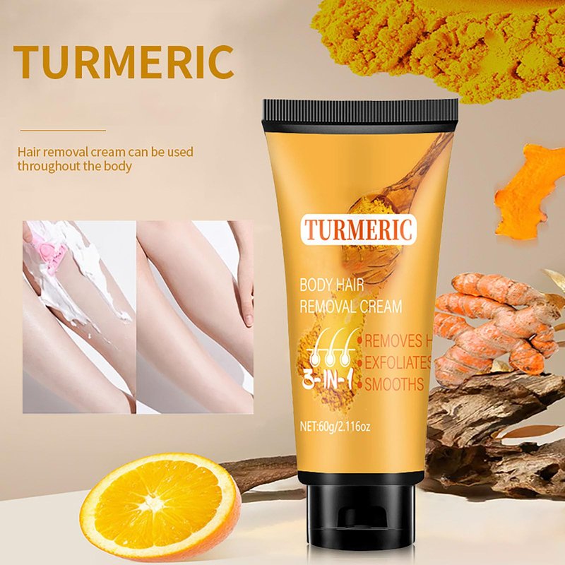 Turmeric Hair Removal Cream, Facial Depilatory Cream for Women, Womens Facial Hair Remover for Sensitive Skin for Upper Lip, Chin, Intimate Area, Arms, Legs, Gentle and Non-irritating