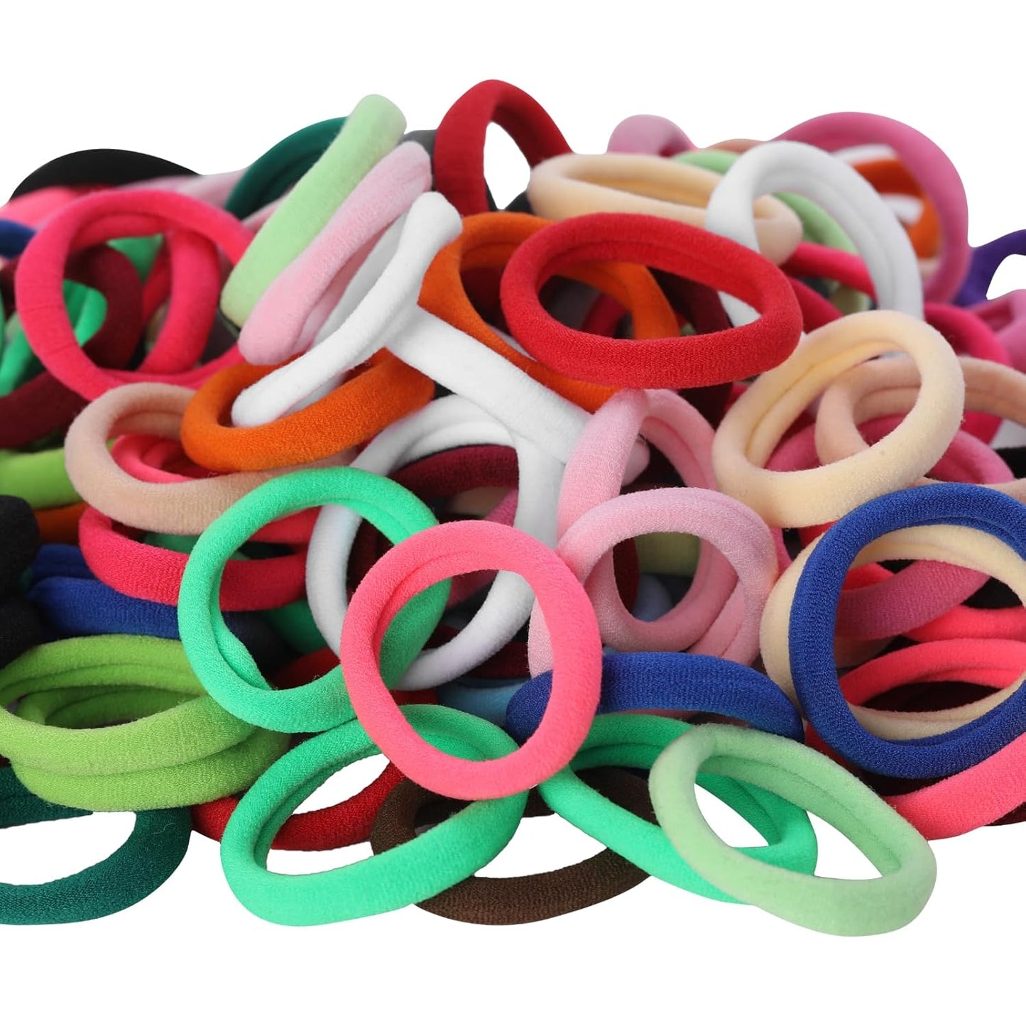 LuSeren 120PCS Soft Hair Ties - Ouchless Nylon Ponytail Holders | Seamless Fabric, Natural Colors