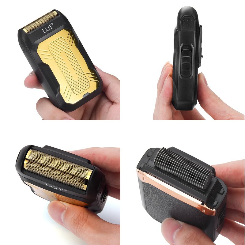 LQTⓇ Mini Foil Shaver, Portable Cordless Electric Shaver for Men, Equipped with a Set of Replacement Heads, USB-C Charging Cable, and Cleaning Brush, Suitable for Travel and Home use (Black)