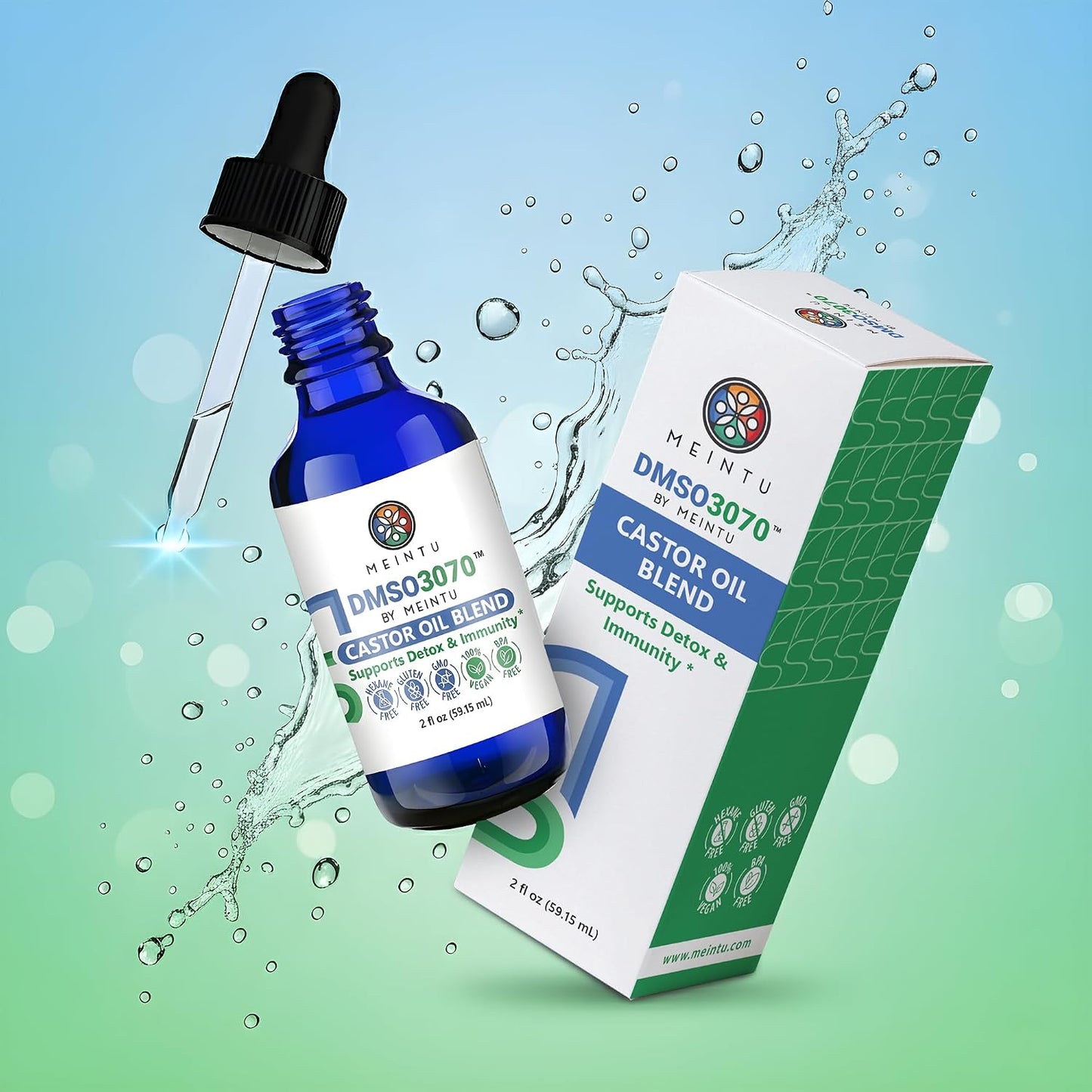 Pure Cold Pressed DMSO Castor Oil - Organic Blend for Skin Renewal & Detox | Hexane Free, 2 Oz
