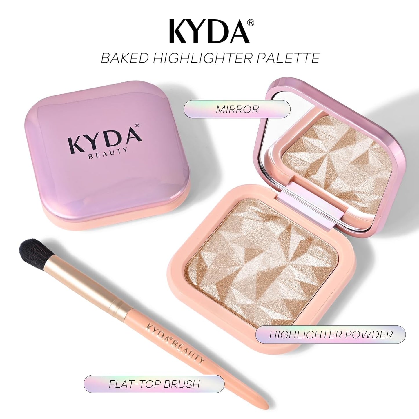Luminous Face Highlighter Palette - Radiant Glow with Pearl Shimmer | Smooth Baked Powder for Natural Finish